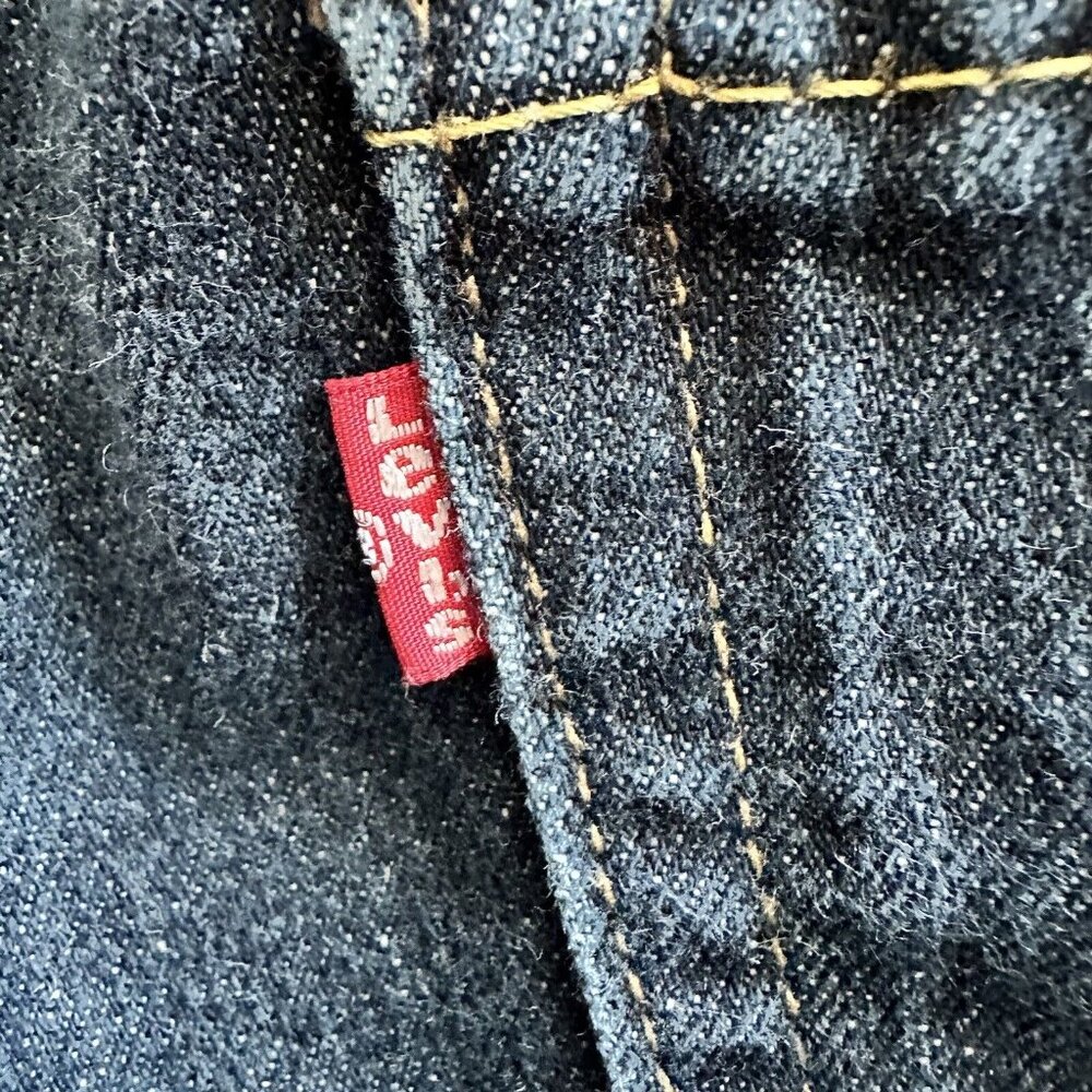 Levi Strauss Dark Wash Blue Denim Jeans 514 Mens 38X32 Straight Leg Preppy - Picture 9 of 13